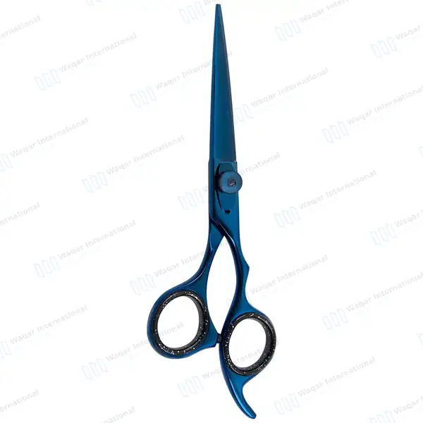 Blue Razor Edge Titanium Coated Barber Scissors 6.5″ - surgical instruments manufactured by Waqar International, Sialkot - view 5