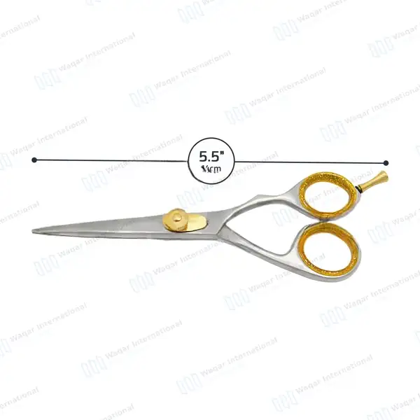 Professional Super Cut Barber Scissors 5.5″ Gold + Silver - surgical instruments manufactured by Waqar International, Sialkot - view 3