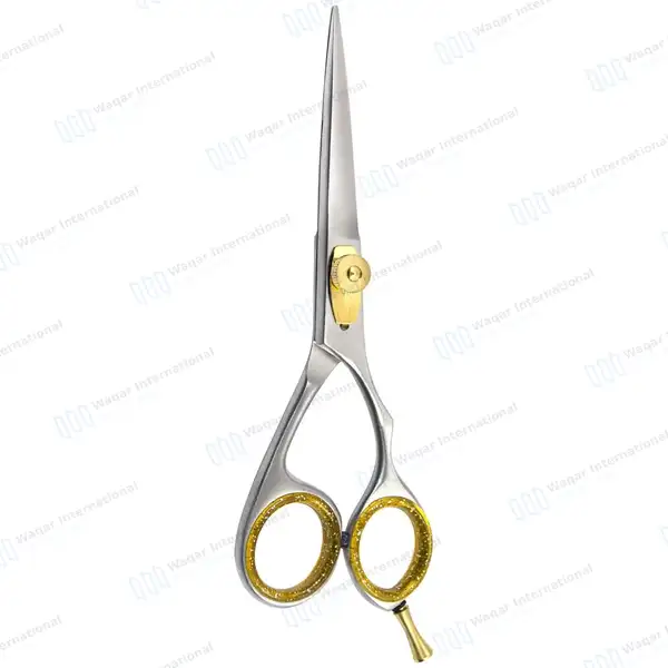 Professional Super Cut Barber Scissors 5.5″ Gold + Silver - surgical instruments manufactured by Waqar International, Sialkot - view 5