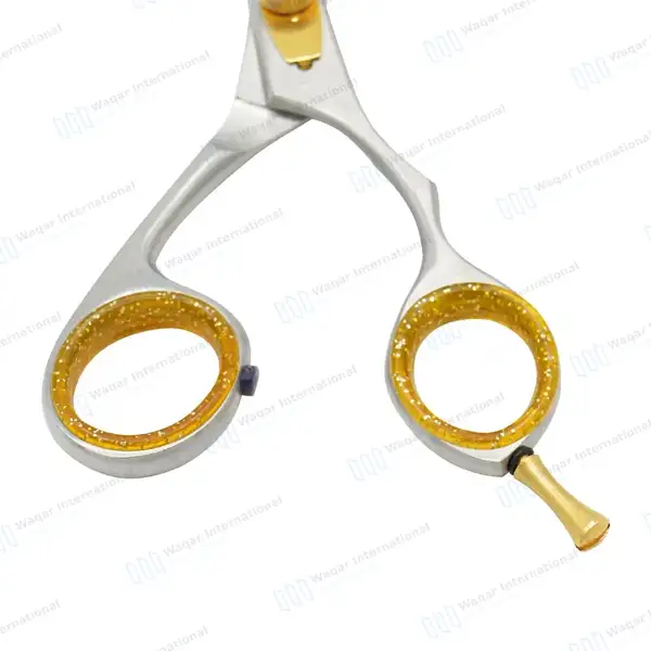 Professional Super Cut Barber Scissors 5.5″ Gold + Silver - surgical instruments manufactured by Waqar International, Sialkot - view 7