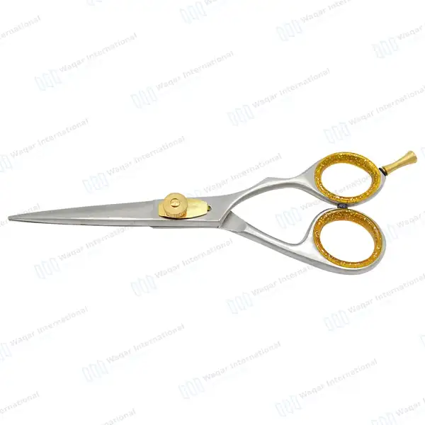 Professional Super Cut Barber Scissors 5.5″ Gold + Silver - surgical instruments manufactured by Waqar International, Sialkot - view 8