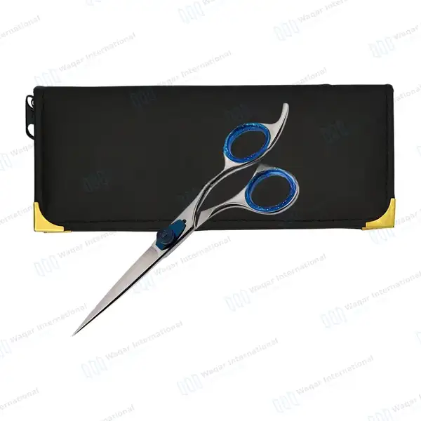 Professional Hairdressing Salon Scissors 6.5″ Blue + Silver - surgical instruments manufactured by Waqar International, Sialkot - view 2