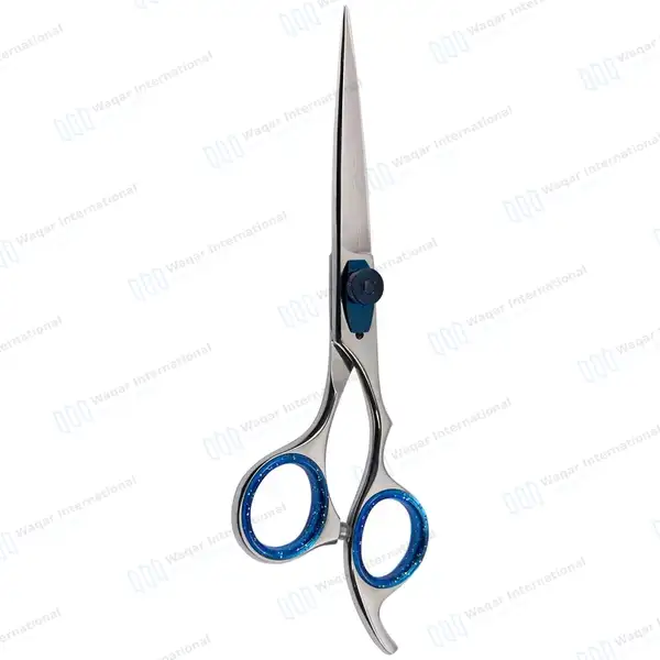 Professional Hairdressing Salon Scissors 6.5″ Blue + Silver - surgical instruments manufactured by Waqar International, Sialkot - view 5