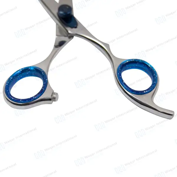Professional Hairdressing Salon Scissors 6.5″ Blue + Silver - surgical instruments manufactured by Waqar International, Sialkot - view 6