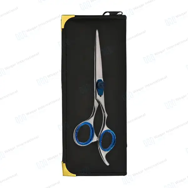 Professional Hairdressing Salon Scissors 6.5″ Blue + Silver - surgical instruments manufactured by Waqar International, Sialkot - view 9