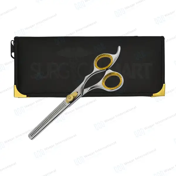 Professional Hair Thinning Scissors 6.5″ Gold + Sliver - beauty instruments manufactured by Waqar International, Sialkot - view 2