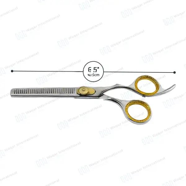 Professional Hair Thinning Scissors 6.5″ Gold + Sliver - beauty instruments manufactured by Waqar International, Sialkot - view 3