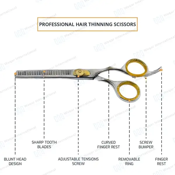 Professional Hair Thinning Scissors 6.5″ Gold + Sliver - beauty instruments manufactured by Waqar International, Sialkot - view 4