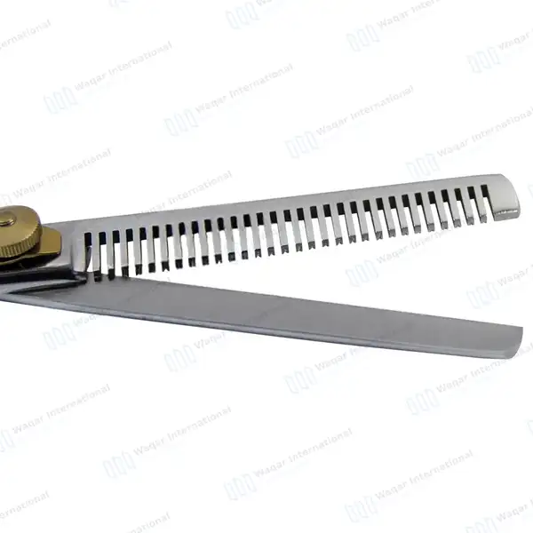 Professional Hair Thinning Scissors 6.5″ Gold + Sliver - beauty instruments manufactured by Waqar International, Sialkot - view 6