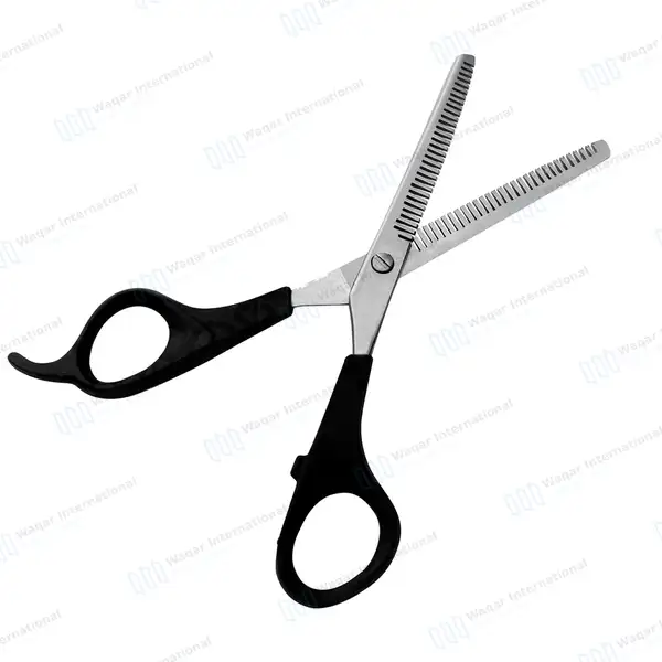 Double Sided Thinning Shears 7.5″ with Black Handle - surgical instruments manufactured by Waqar International, Sialkot - view 2