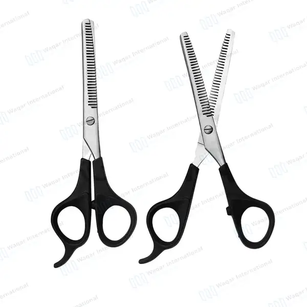 Double Sided Thinning Shears 7.5″ with Black Handle - surgical instruments manufactured by Waqar International, Sialkot - view 3