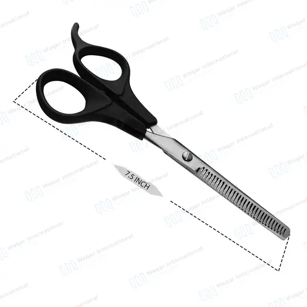 Double Sided Thinning Shears 7.5″ with Black Handle - surgical instruments manufactured by Waqar International, Sialkot - view 4