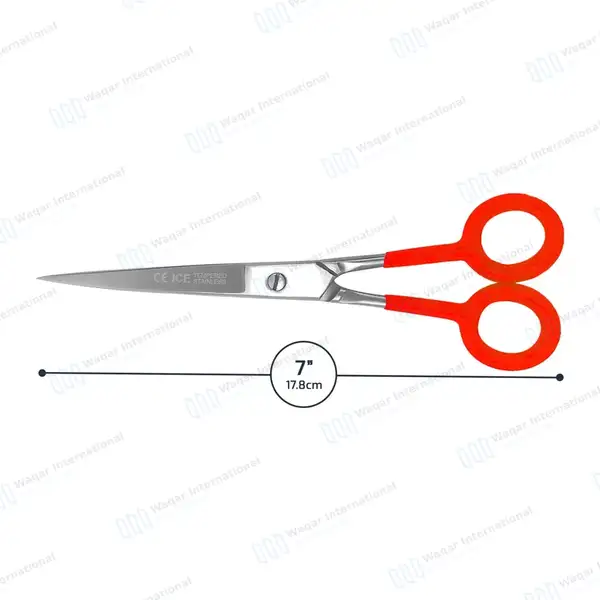 Supercut Hair Cutting Barber Scissors 7″ Red Handle - surgical instruments manufactured by Waqar International, Sialkot - view 3