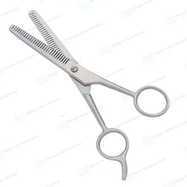 Double Edged Professional Hair Thinning Shears 6.5” Silver - surgical instruments manufactured by Waqar International, Sialkot - view 2
