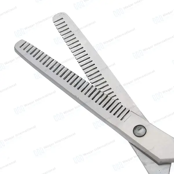 Double Edged Professional Hair Thinning Shears 6.5” Silver - surgical instruments manufactured by Waqar International, Sialkot - view 3