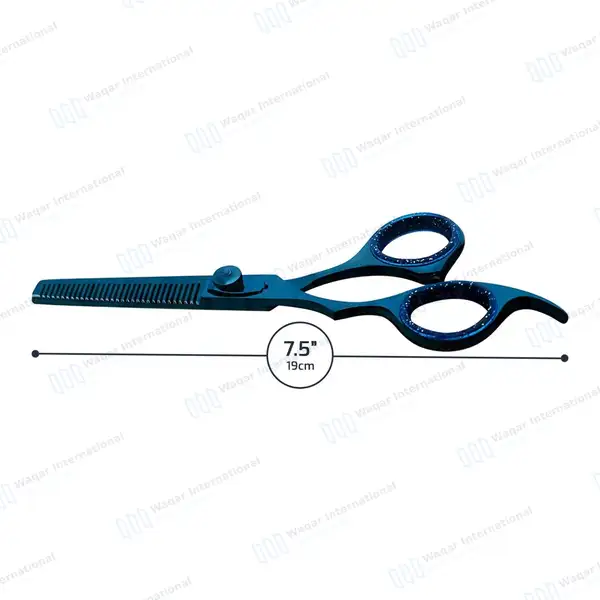 Professional Hair Thinning Blue Shears 7.5″ Plasma Coated - beauty instruments manufactured by Waqar International, Sialkot - view 2