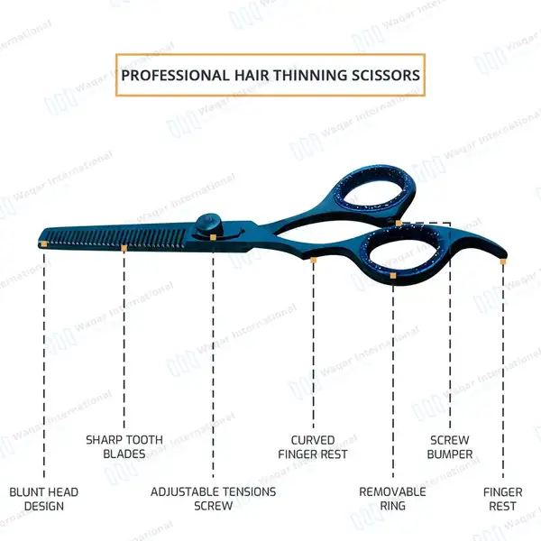 Professional Hair Thinning Blue Shears 7.5″ Plasma Coated - beauty instruments manufactured by Waqar International, Sialkot - view 3