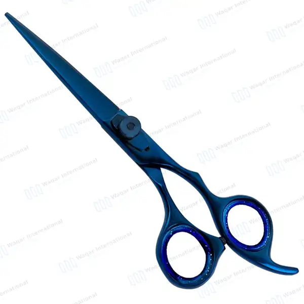Blue Razor Edge Plasma Coated Barber Scissors 7.5″ - surgical instruments manufactured by Waqar International, Sialkot - view 2