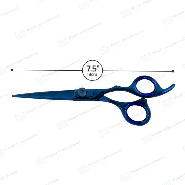 Blue Razor Edge Plasma Coated Barber Scissors 7.5″ - surgical instruments manufactured by Waqar International, Sialkot - view 3