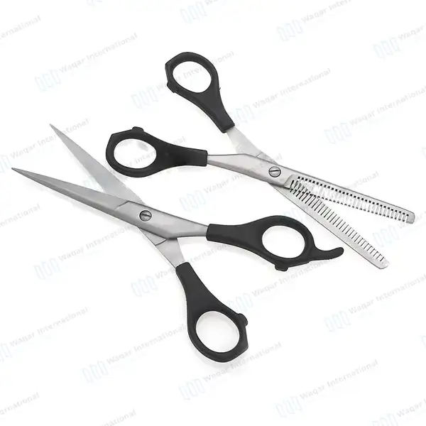 Barber Hair Cutting & Texture Shears 6.5″ Set with Black Handle - surgical instruments manufactured by Waqar International, Sialkot - view 2