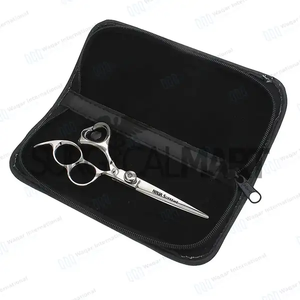 Ninja Supreme 3 Ring Razor Edge Barber Scissor 6″ with Case - surgical instruments manufactured by Waqar International, Sialkot - view 6