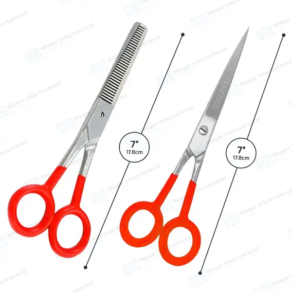 Supercut Hair Cutting & Thinning Scissors/Shears Set Red Handles - surgical instruments manufactured by Waqar International, Sialkot - view 3