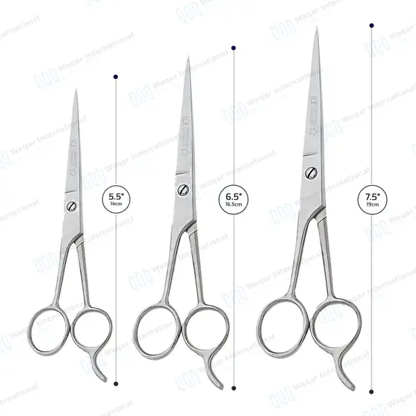3 Pcs Barber Hair Cutting Scissors & Grooming Trimming Shears 5.5″ 6.5″ 7.5″ - surgical instruments manufactured by Waqar International, Sialkot - view 2