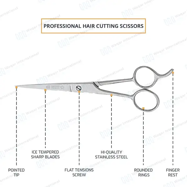3 Pcs Barber Hair Cutting Scissors & Grooming Trimming Shears 5.5″ 6.5″ 7.5″ - surgical instruments manufactured by Waqar International, Sialkot - view 3