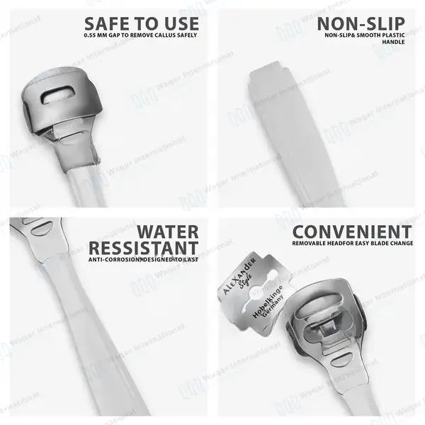 Foot Callus Shaver Hard Skin Corn Remover with 10 Replacement Blades – White - surgical instruments manufactured by Waqar International, Sialkot - view 2