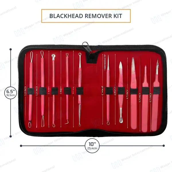 10 Pcs Blackhead Remover Pimple Popper Tools Kit – Pink - surgical instruments manufactured by Waqar International, Sialkot - view 2
