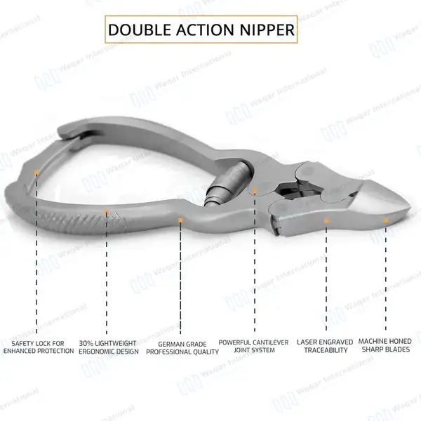 5 Mycotic Toe Nail Nippers 6″ Double Action - surgical instruments manufactured by Waqar International, Sialkot - view 4