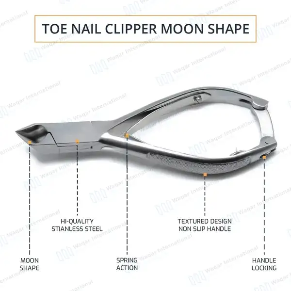 2 Pcs Moon Shape & Barrel Spring Toenail Nippers Set 5.5″ - surgical instruments manufactured by Waqar International, Sialkot - view 7