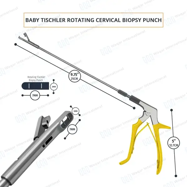 Baby Tischler Rotating Cervical Biopsy Punch Forceps 3x7mm Bite - surgical instruments manufactured by Waqar International, Sialkot - view 3