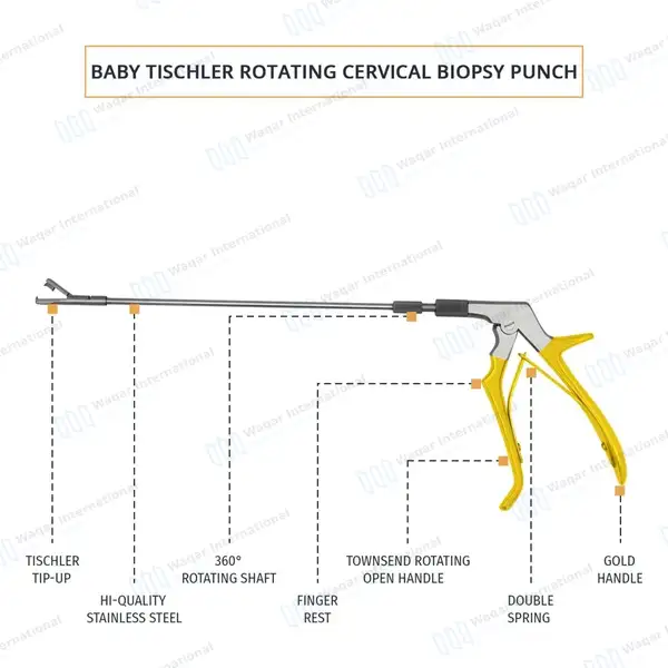 Baby Tischler Rotating Cervical Biopsy Punch Forceps 3x7mm Bite - surgical instruments manufactured by Waqar International, Sialkot - view 4