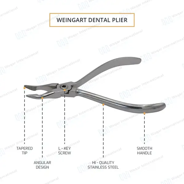 5 Pcs Slim Weingart Pliers 5.5″ Orthodontic Instrument Set - surgical instruments manufactured by Waqar International, Sialkot - view 4