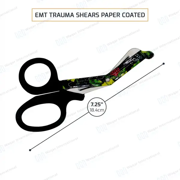 EMT Utility Scissors 7.25″ Paper Coated Blades Black - surgical instruments manufactured by Waqar International, Sialkot - view 3