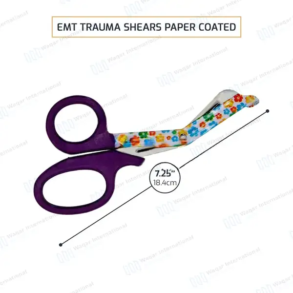 EMT Utility Scissors 7.25″ Paper Coated Blades Purple - surgical instruments manufactured by Waqar International, Sialkot - view 3