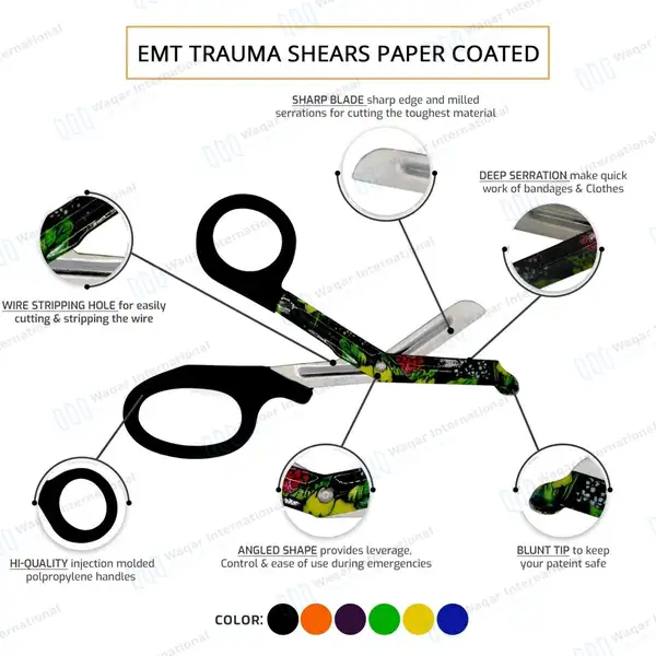 Set of 6 EMT Utility Scissors 7.25″ Paper Coated Blades - surgical instruments manufactured by Waqar International, Sialkot - view 4
