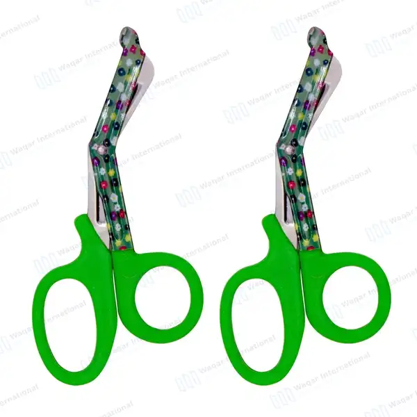 2 EMT Utility Scissors 7.25″ Paper Coated Blades Green - surgical instruments manufactured by Waqar International, Sialkot - view 2