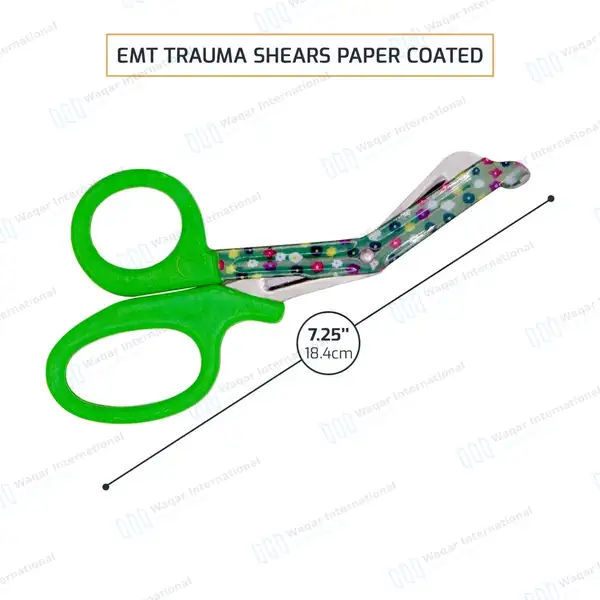 2 EMT Utility Scissors 7.25″ Paper Coated Blades Green - surgical instruments manufactured by Waqar International, Sialkot - view 3