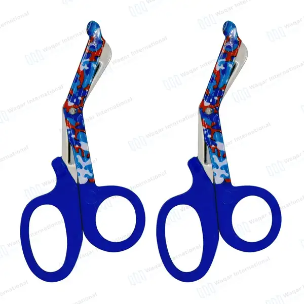 2 EMT Utility Scissors 7.25″ Paper Coated Blades Blue - surgical instruments manufactured by Waqar International, Sialkot - view 2