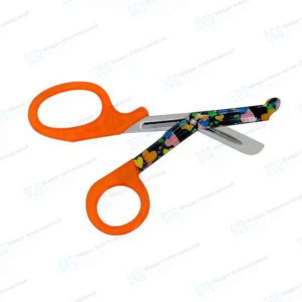 10 EMT Utility Scissors 7.25″ Paper Coated Blades Orange - surgical instruments manufactured by Waqar International, Sialkot - view 2