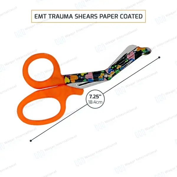 10 EMT Utility Scissors 7.25″ Paper Coated Blades Orange - surgical instruments manufactured by Waqar International, Sialkot - view 3