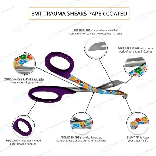 10 EMT Utility Scissors 7.25″ Paper Coated Blades Purple - surgical instruments manufactured by Waqar International, Sialkot - view 5