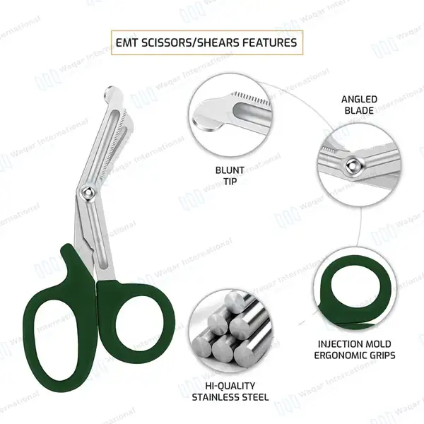 Hunter Green EMT/EMS Utility 5.5″ Paramedic Bandage Scissors - surgical instruments manufactured by Waqar International, Sialkot - view 3