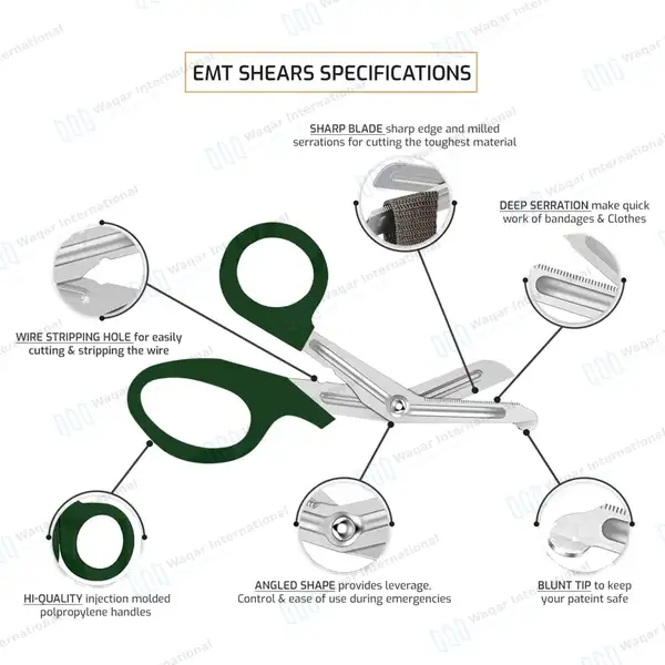 Hunter Green EMT/EMS Utility 5.5″ Paramedic Bandage Scissors - surgical instruments manufactured by Waqar International, Sialkot - view 4