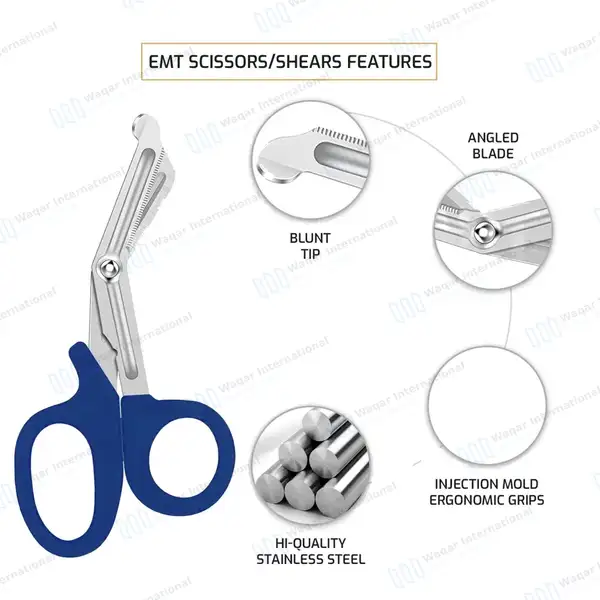 Navy Blue EMT/EMS Utility 5.5″ Paramedic Bandage Scissors - surgical instruments manufactured by Waqar International, Sialkot - view 4