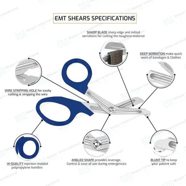 Navy Blue EMT/EMS Utility 5.5″ Paramedic Bandage Scissors - surgical instruments manufactured by Waqar International, Sialkot - view 5