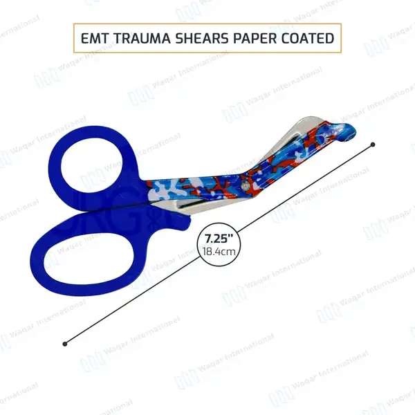 50 EMT Utility Scissors 7.25″ Paper Coated Blades Blue - surgical instruments manufactured by Waqar International, Sialkot - view 3