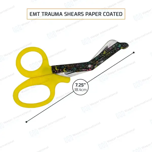 50 EMT Utility Scissors 7.25″ Paper Coated Blades Yellow - surgical instruments manufactured by Waqar International, Sialkot - view 3